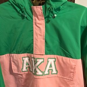 Light, hooded, pullover JACKET! Made of Windbreaker fab w 2 pockets on front!